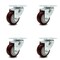Service Caster 3.5 Inch Maroon Polyurethane Wheel Swivel Top Plate Caster Set SCC-20S3514-PPUB-MRN-4 - alternate 1